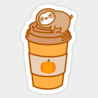 Cute Pumpkin Spice Latte Cup Sloth Sticker